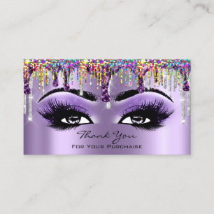 Thank Makeup Brow Eyelash Drips Purple Holograph Business Card