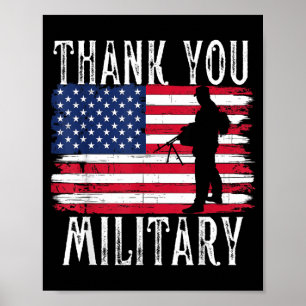 Thank Military Patriotic Veteran Memorial Day Poster