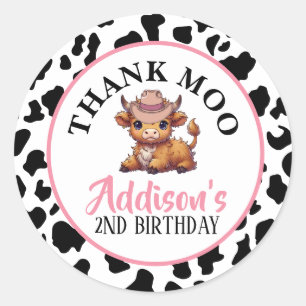 Thank Moo Baby Cow Print  Classic Round Sticker