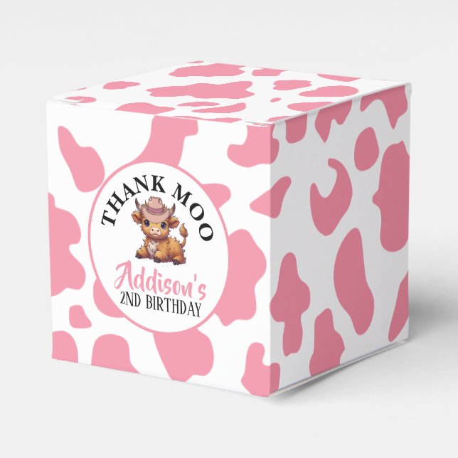 Thank Moo Baby Cow Print  Favor Box (Front Side)