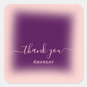 Thank Name Berry Small Business Peach Favour Square Sticker