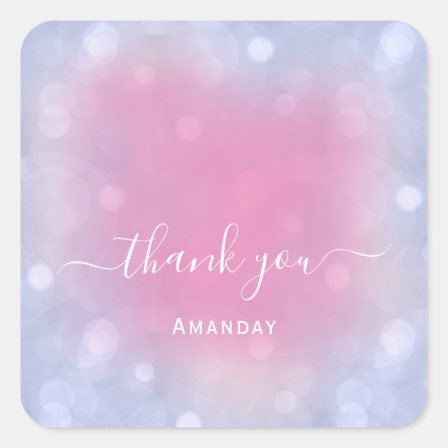 Thank Name Blue  Pastel Bridal Sweet16 Square Sticker (Front)
