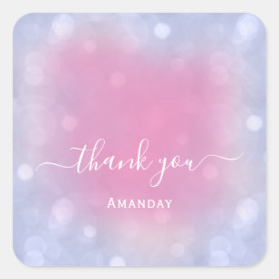 Thank Name Blue Pastel Bridal Sweet16 Square Sticker