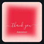 Thank Name Blush Red Pink  Bridal Sweet16 Square Sticker<br><div class="desc">Dusty GlamEffect Sticker 
Smile All The Day! 
florenceKdesign</div>