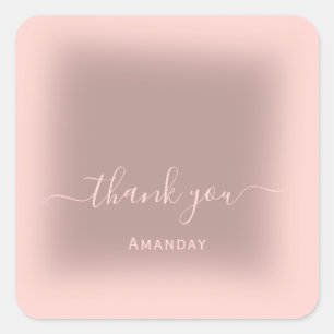 Thank Name Blush Rose Skinny Favour Bridal Sweet1 Square Sticker