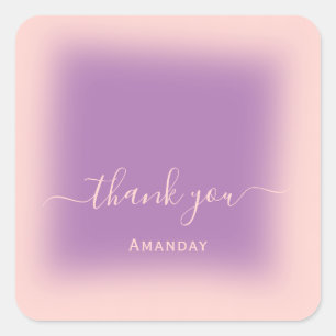 Thank Name Blush Violet Bridal Sweet16 Square Sticker
