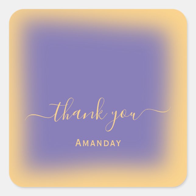 Thank Name Brown Yellow  Makeup Blue Dusty Square Sticker (Front)