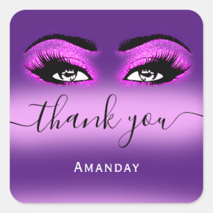 Thank Name Hot Pink Violet Boutique Shop Logo Square Sticker