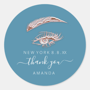 Thank Name Rose Lashes Logo Rose  Classic Round Sticker
