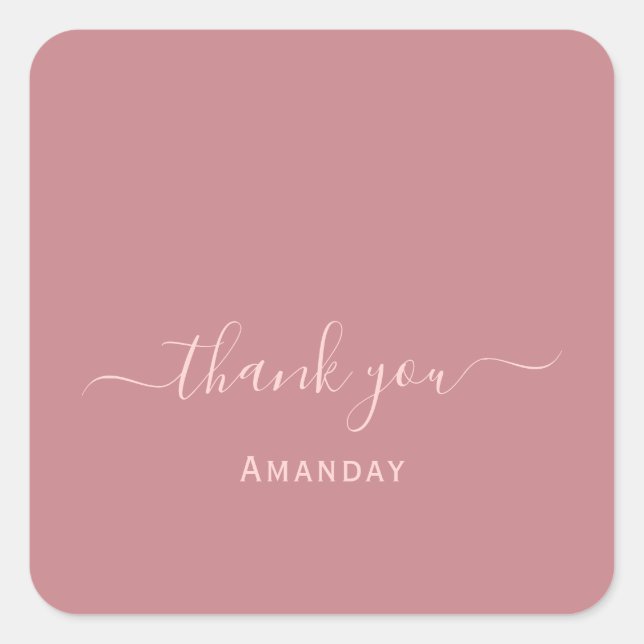 Thank Name Rose Modern Business  Online Boutique Square Sticker (Front)