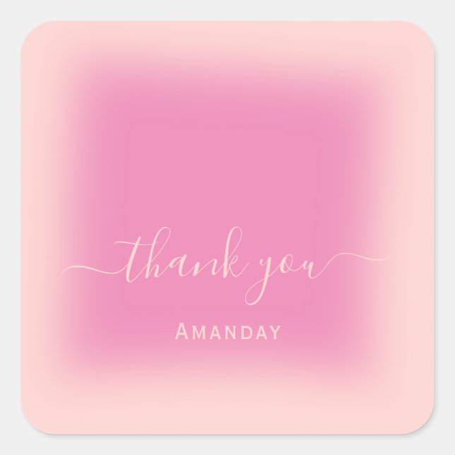 Thank Name Rose Pink Pastel Bridal Sweet16 Square Sticker (Front)