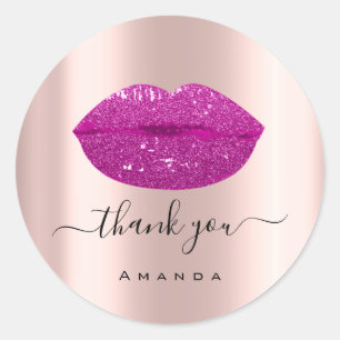 Thank Name Sweet16th Bridal Pink Berry Lips Classic Round Sticker
