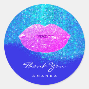 Thank Name Sweet16th Bridal Pink Ocean Ombre Lips Classic Round Sticker