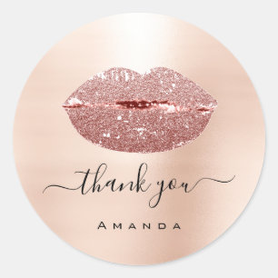 Thank Name Sweet16th Glitter Lips Bridal Rose Classic Round Sticker