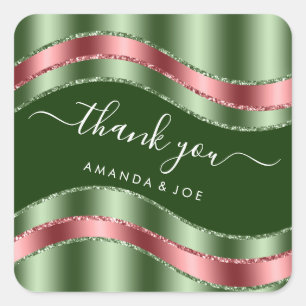 Thank Name Sweet 16th Bridal Shower Sage Woodland Square Sticker