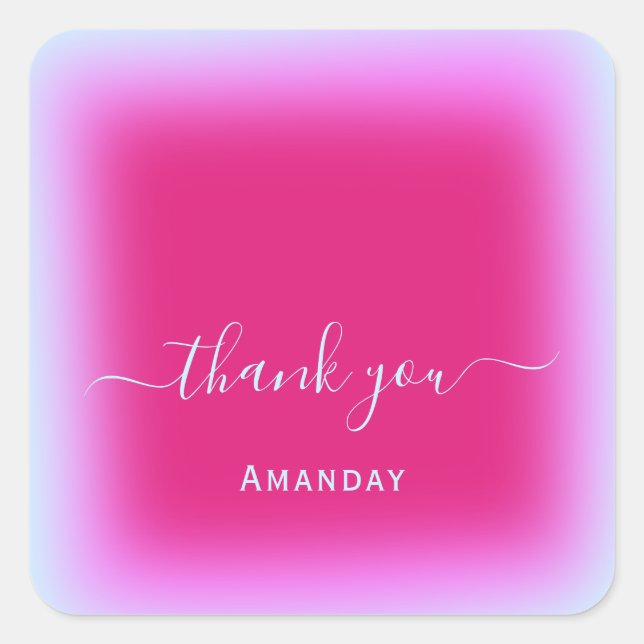 Thank Name unicorn Pink Makeup Bridal Sweet16th Square Sticker (Front)