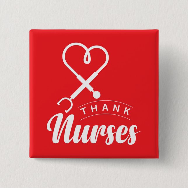 Thank Nurses 2 Inch Square Button (Front)