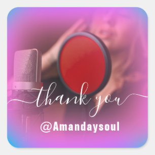 Thank Photo Hot Pink Holograph Singer Musican Square Sticker