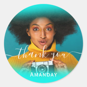 Thank Photo  Photo Bridal Sweet16 Graduate Classic Round Sticker
