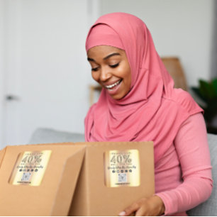 Thank Shopping 40%Off QR CODE Faux Gold Square Sticker