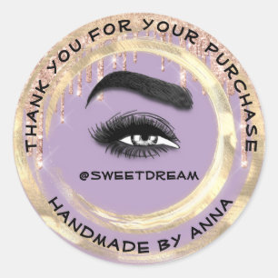 Thank Shopping Makeup Artist Lash Cleaner Purple Classic Round Sticker