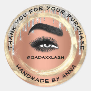 Thank Shopping Makeup Artist Lash Rose Gold Classic Round Sticker