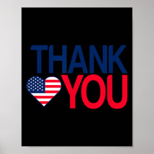 Thank Veterans 4th July - American Flag Poster