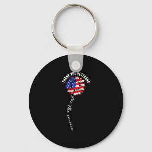 Thank veterans sunflower usa flag military keychain