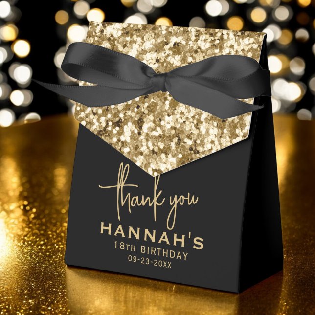 Thank You 18th Birthday Gold Glitter Monogram  Favor Box (Creator Uploaded)