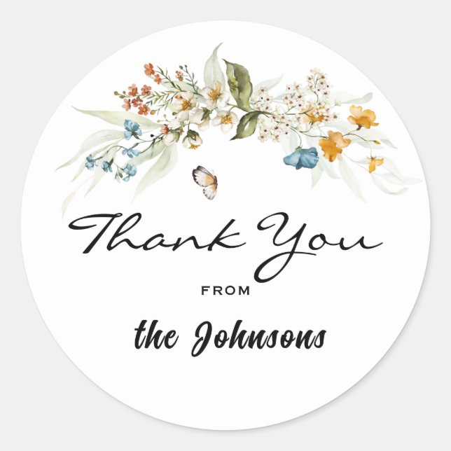Thank You, 1.5-in Envelope or Shower Favour (20) Classic Round Sticker (Front)