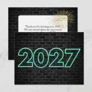 Thank you 2026 New Year Neon Sign Postcard