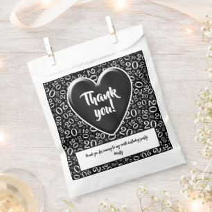 Thank You 20th Random Number Pattern Black/White Favour Bag
