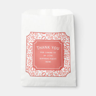 Thank you: 20th Random Number Pattern Coral 20 Favour Bag