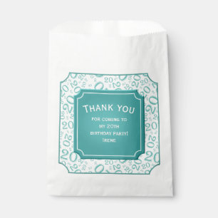 Thank you: 20th Random Number Pattern Teal 20 Favour Bag
