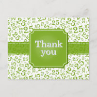 Thank You 25 Number Pattern Green/White