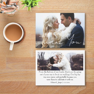 thank you 2 photos simple minimalist wedding  card