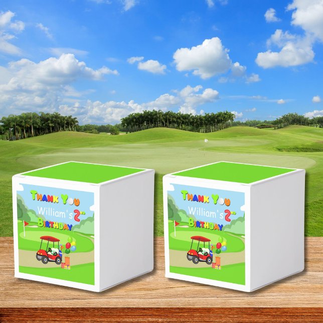 Thank You 2nd Birthday Red Golf Cart Boy's Favor Box (Creator Uploaded)