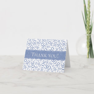 Thank You:: 30 Random Number Pattern  Blue/White Thank You Card