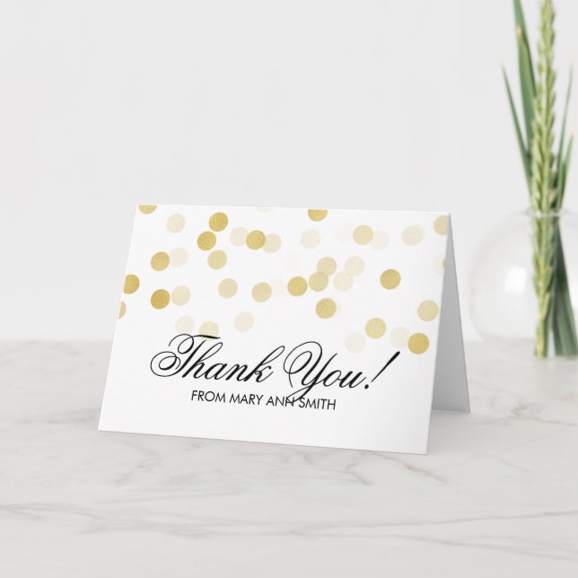 "Thank you" 30th Birthday Gold Foil Glitter Lights Thank You Card (Front)