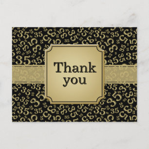 Thank You 35 Number Pattern Black/Gold Postcard