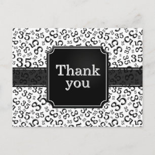 Thank You 35 Number Pattern Black/White Postcard
