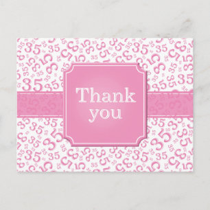Thank You 35 Number Pattern Teal/White Postcard