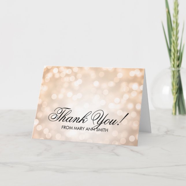 "Thank you" 40th Birthday Copper Glitter Lights Thank You Card (Front)