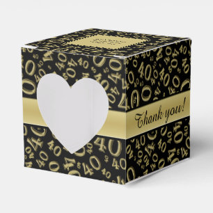 "Thank you": 40th Birthday Party Gold/Black Favor Box
