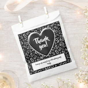 Thank You 40th Random Number Pattern Black/White Favour Bag
