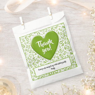Thank You 40th Random Number Pattern Green/White Favour Bag