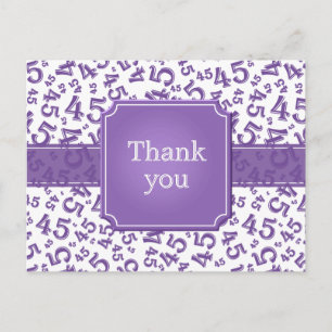 Thank You 45 Number Pattern Purple/White Postcard