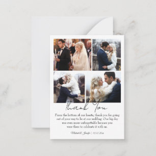 thank you 4 photos collage minimalist wedding  card
