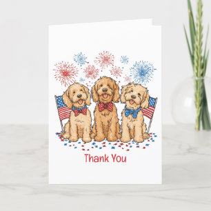 Thank You 4th Of July Goldendoodle Dogs Fireworks Card