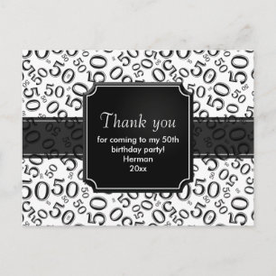 Thank You 50 Random Number Pattern Black/White Postcard